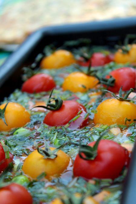 Terrine de légumes en gelée, tomates cerises