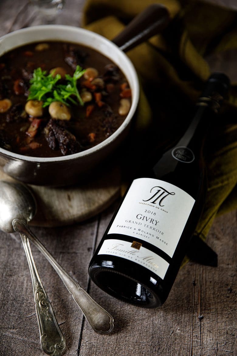 Vin rouge de Bourgogne pour le Boeuf Bourguingon, le Givry Grand Terroir de Fabrice et Roland Masse