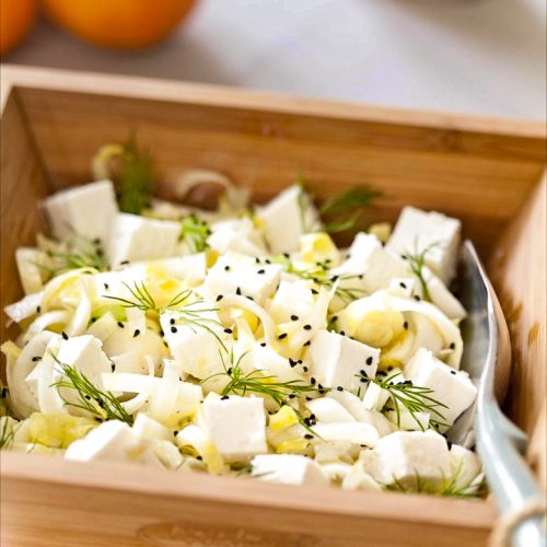 recette de salade à l'huile d'olive parfumée à la mandarine