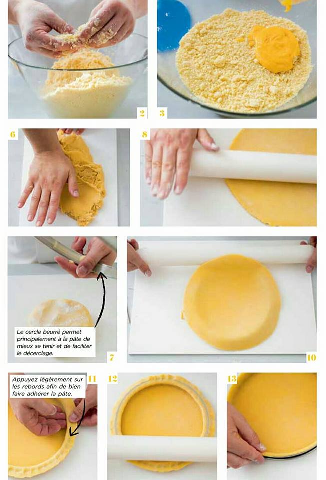 Les étapes de réalisation de la pâte brisée du libre CAP de pâtisserie de 750g. 