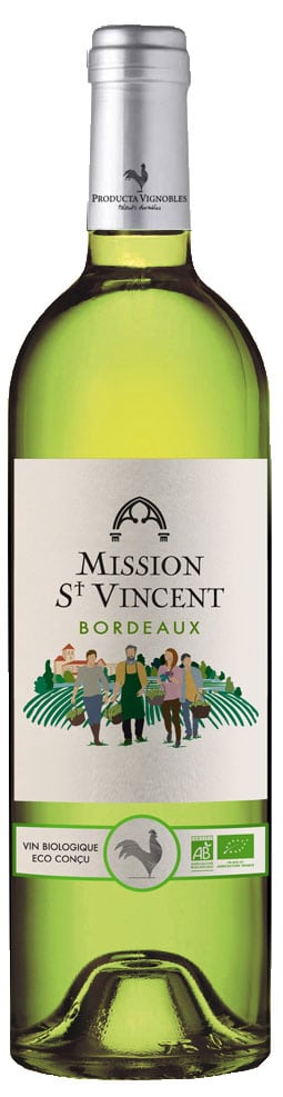 Bouteille du vin blanc de Bordeaux Mission St Vincent bio