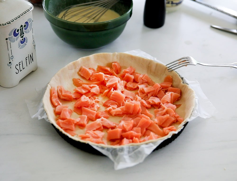 Les ingrédients de la quiche au saumon